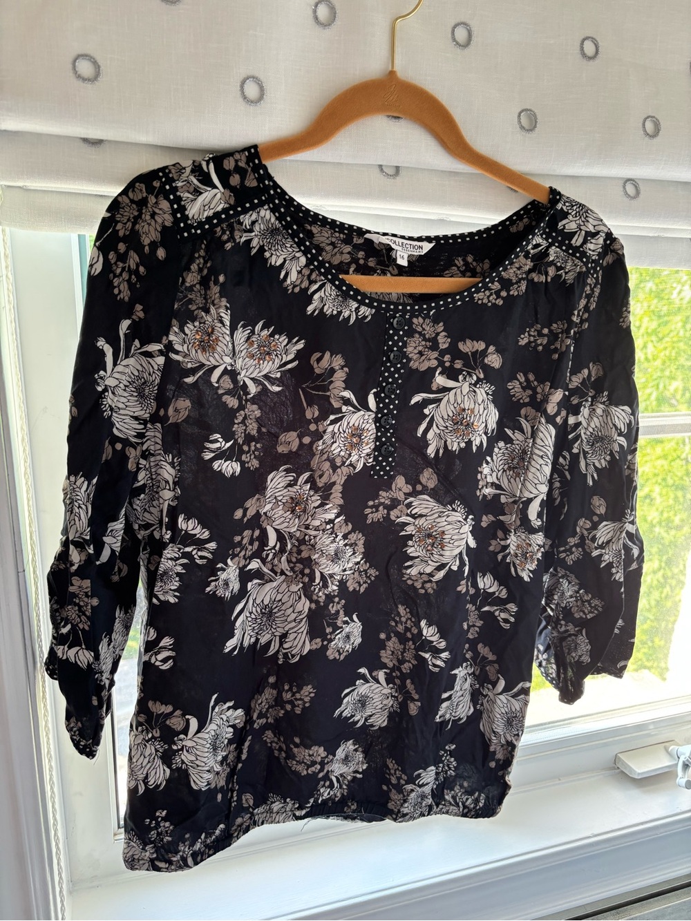 Debenhams The Collection (UK department store) Black Floral Scoop-Neck Blouse